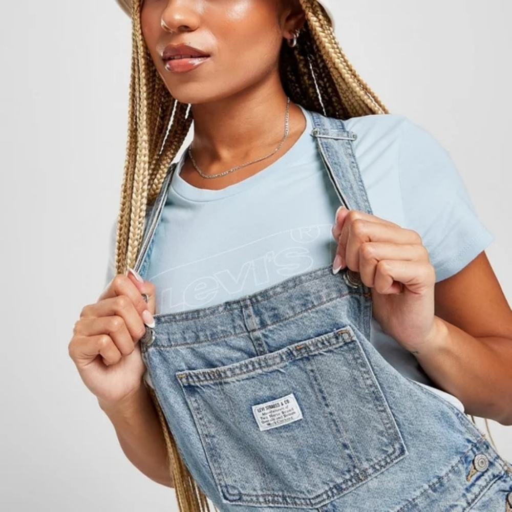 Levi's Loose Fit Overalls Light Wash Denim Jean Pants Jumpsuit - Picture 12 of 16